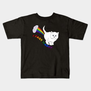 I Fart Happy - Funny Cat Fart Rainbow Kids T-Shirt